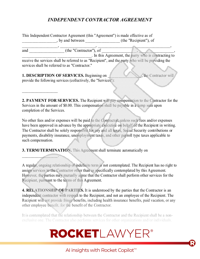 Independent Contractor Agreement document preview